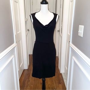 BCBG MaxAzria black cowl neck straped cocktail dress, no belt.  Size 4.